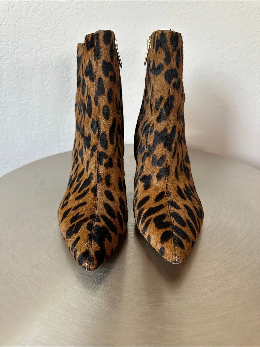 Sam Edelman Leopard Print Pointed Toe Ankle Boots - Brown/Black